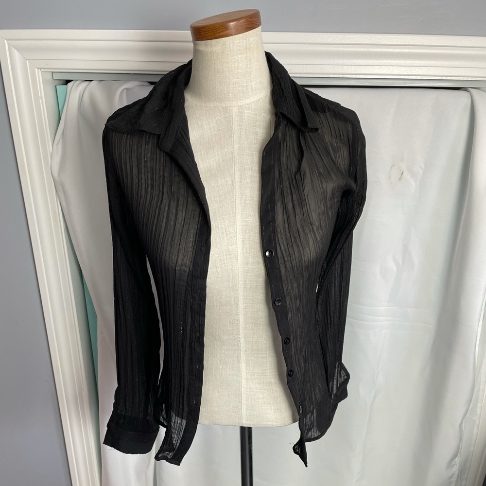 Sheer black button up shirt size M